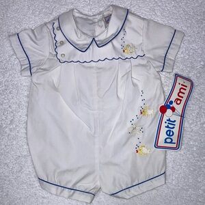NWT vintage petit ami short romper embroidered fish 3m